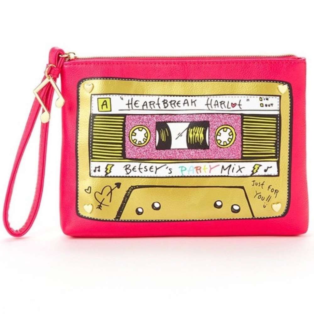 Betsey Johnson Pink Heartbreak Cassette Wristlet